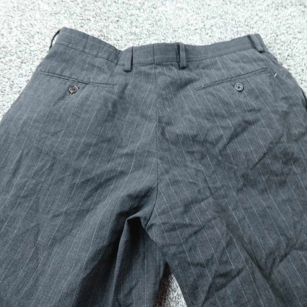 Ralph Lauren Pants Mens 32X30 Gray Wool Pinstripe Dress Trouser Pleated Cuffed